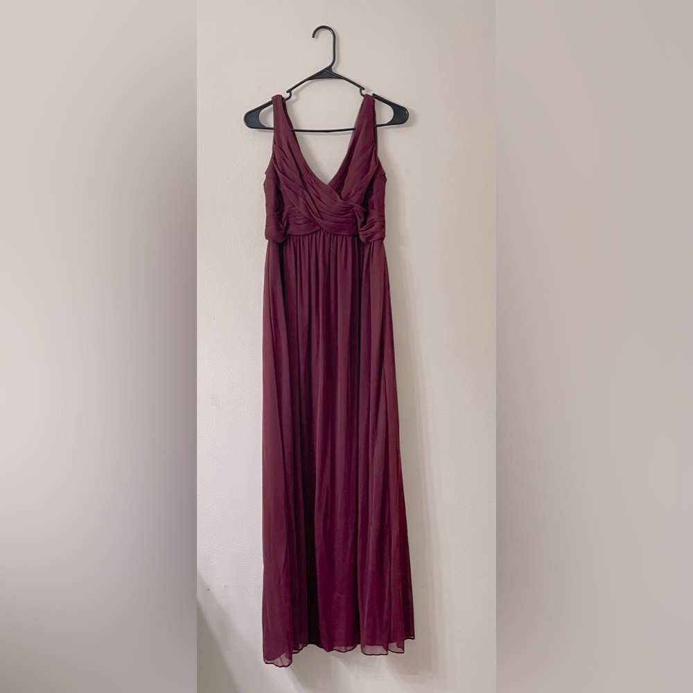David’s Bridal Size 4 Maroon Long Bridesmaids Dress